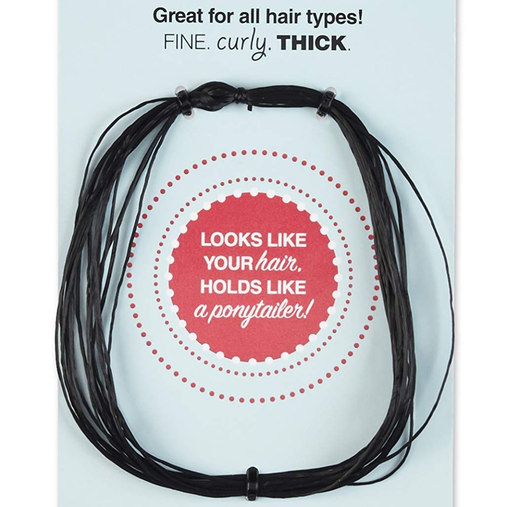 NWT 3×Scünci ColorMatch PONYTAILER 100% Spandex Hair Elastic: DARK BROWN/BLACK!